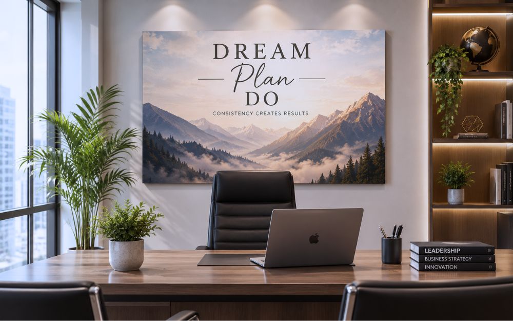 Canvas print mockup in an office