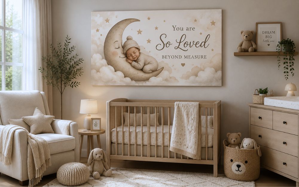 Canvas print mockup in a nursery